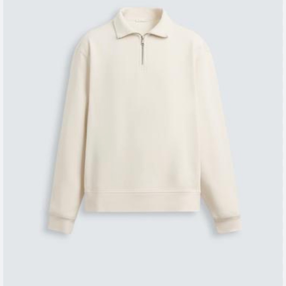Zara Men's Off-White Zip-Up Sweater